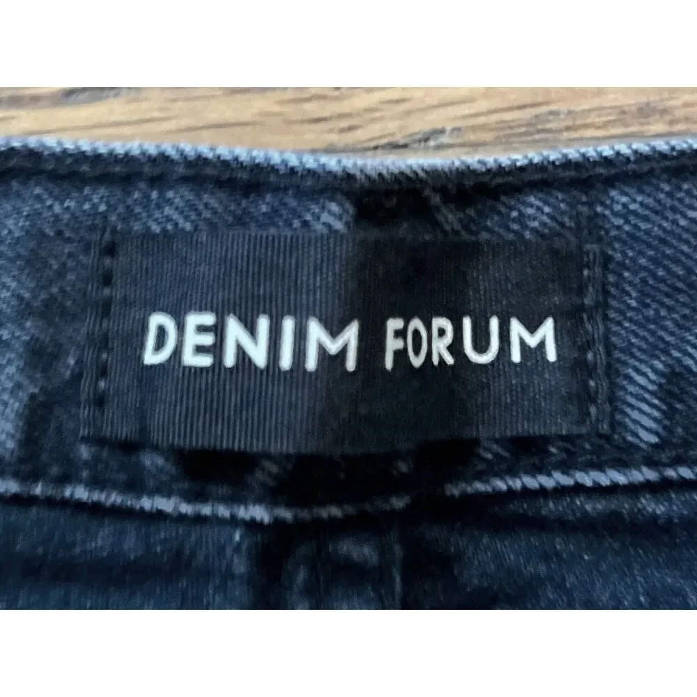 DENIM FORUM Black Denim The Joni Loose Long Jeans Shorts  Women's Size 32